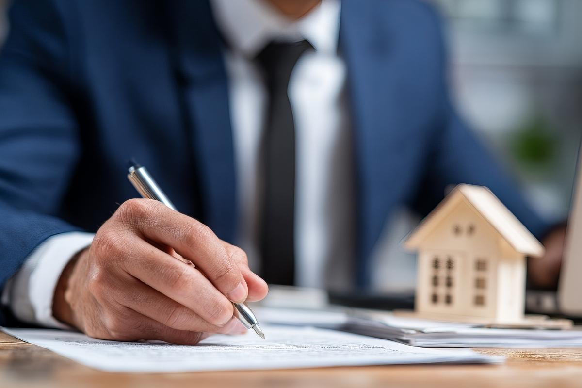 Uomo firma mutuo casa