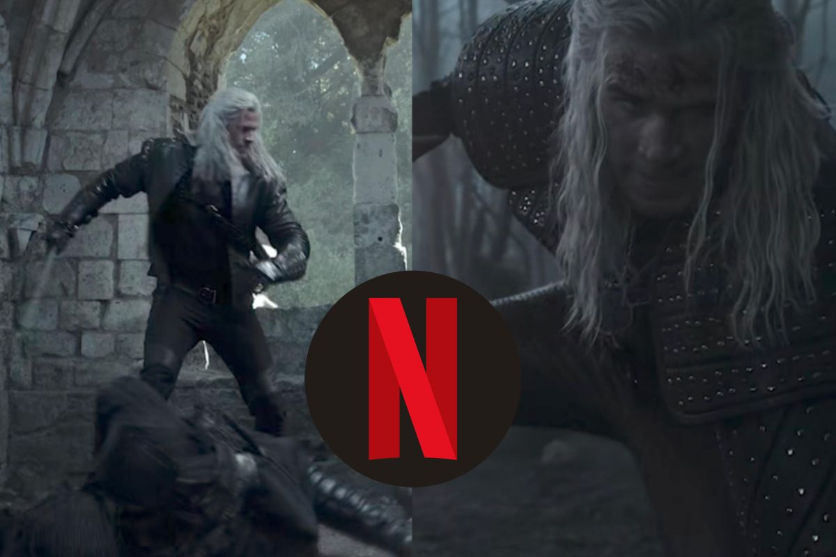Geralt in The Witcher e logo Netflix