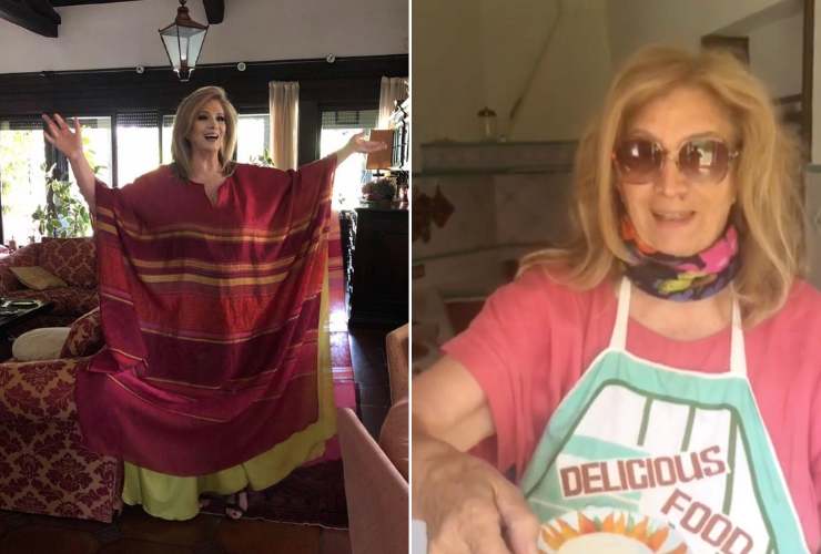 collage iva zanicchi in casa